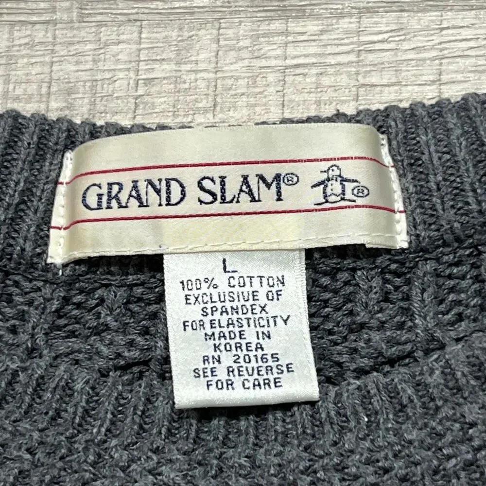 Grand Slam VTG Munsingwear Golf Crew Neck 3D Knit Sweater Mens Large Graphic